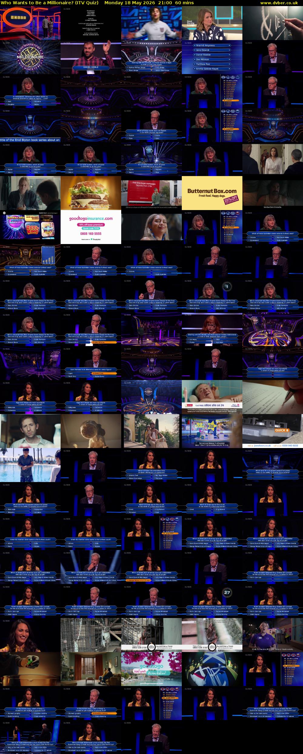 Who Wants to Be a Millionaire? (ITV Quiz) Monday 18 May 2026 21:00 - 22:00