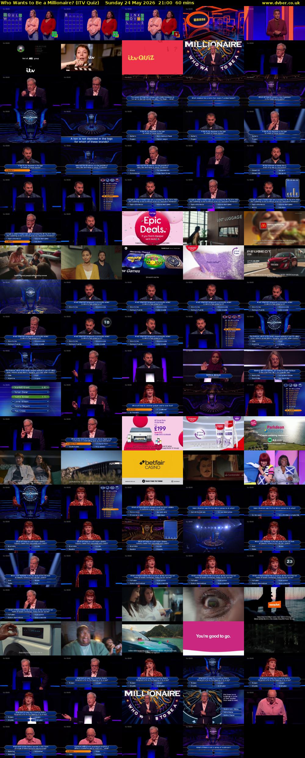 Who Wants to Be a Millionaire? (ITV Quiz) Sunday 24 May 2026 21:00 - 22:00