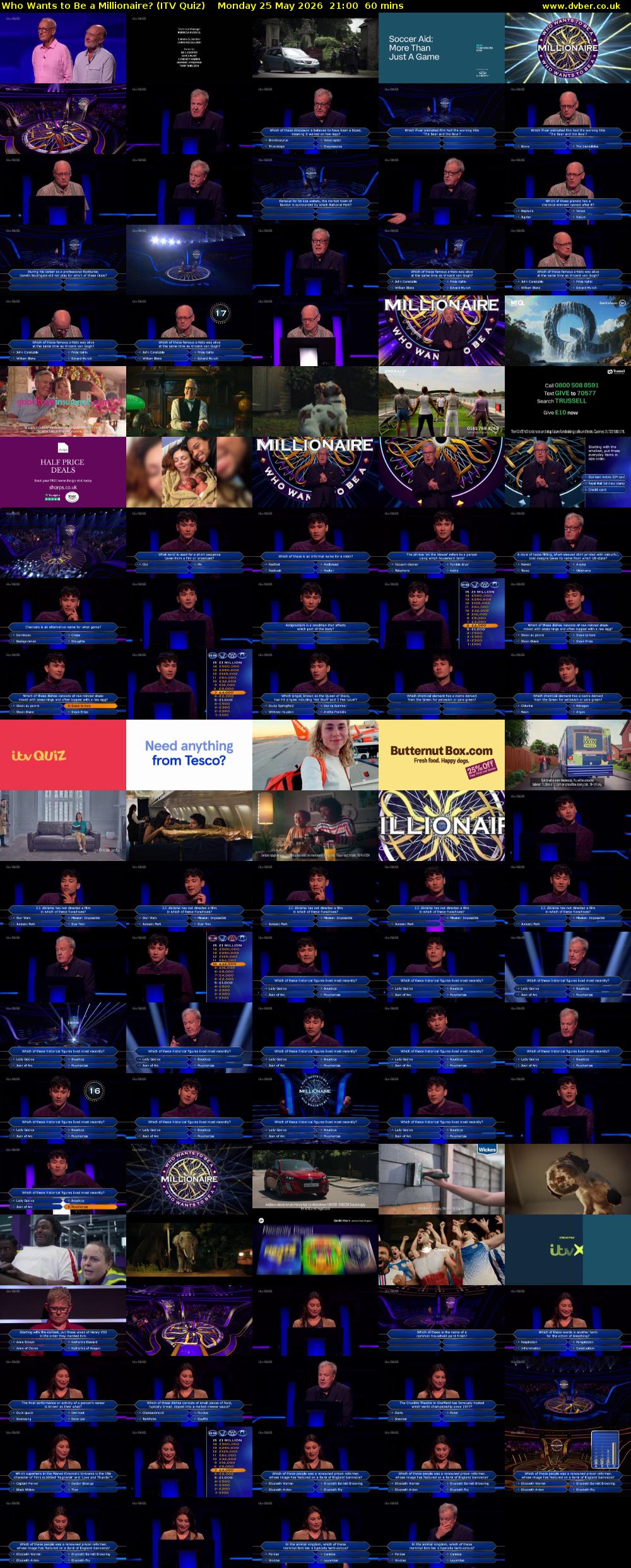Who Wants to Be a Millionaire? (ITV Quiz) Monday 25 May 2026 21:00 - 22:00