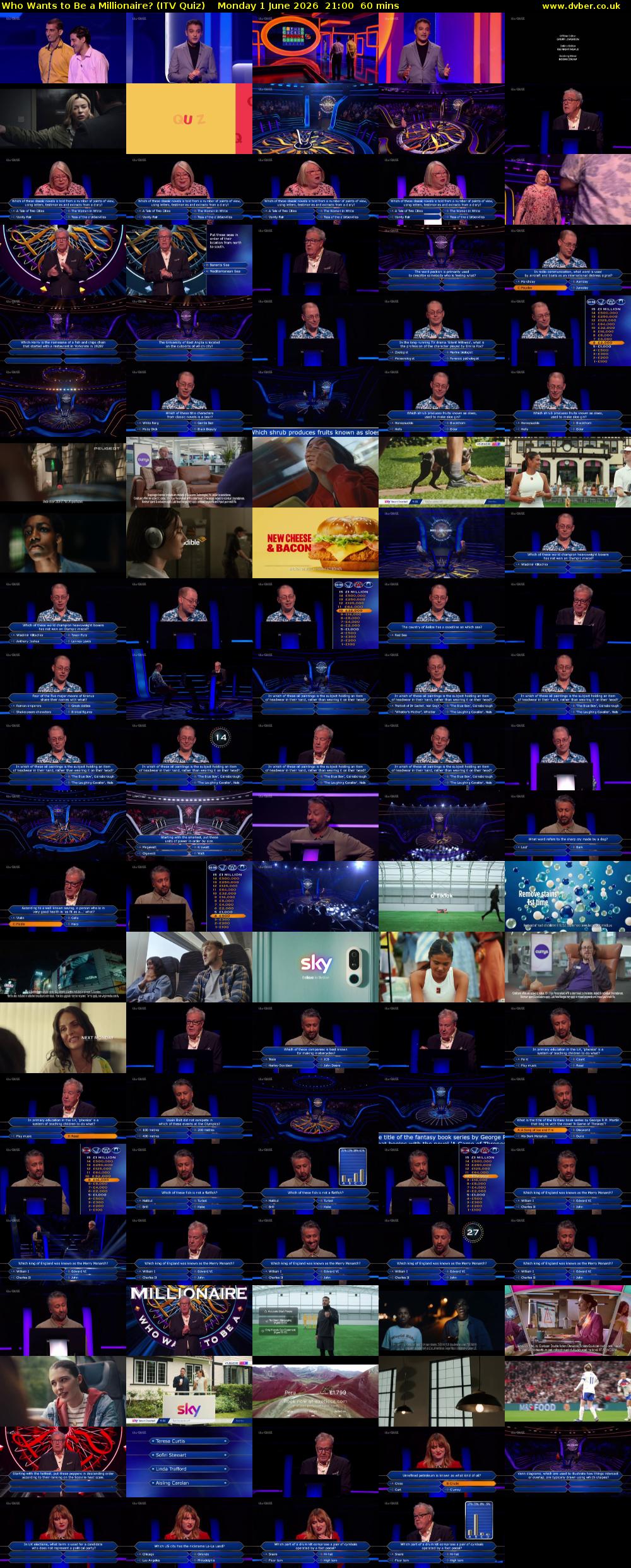 Who Wants to Be a Millionaire? (ITV Quiz) Monday 1 June 2026 21:00 - 22:00