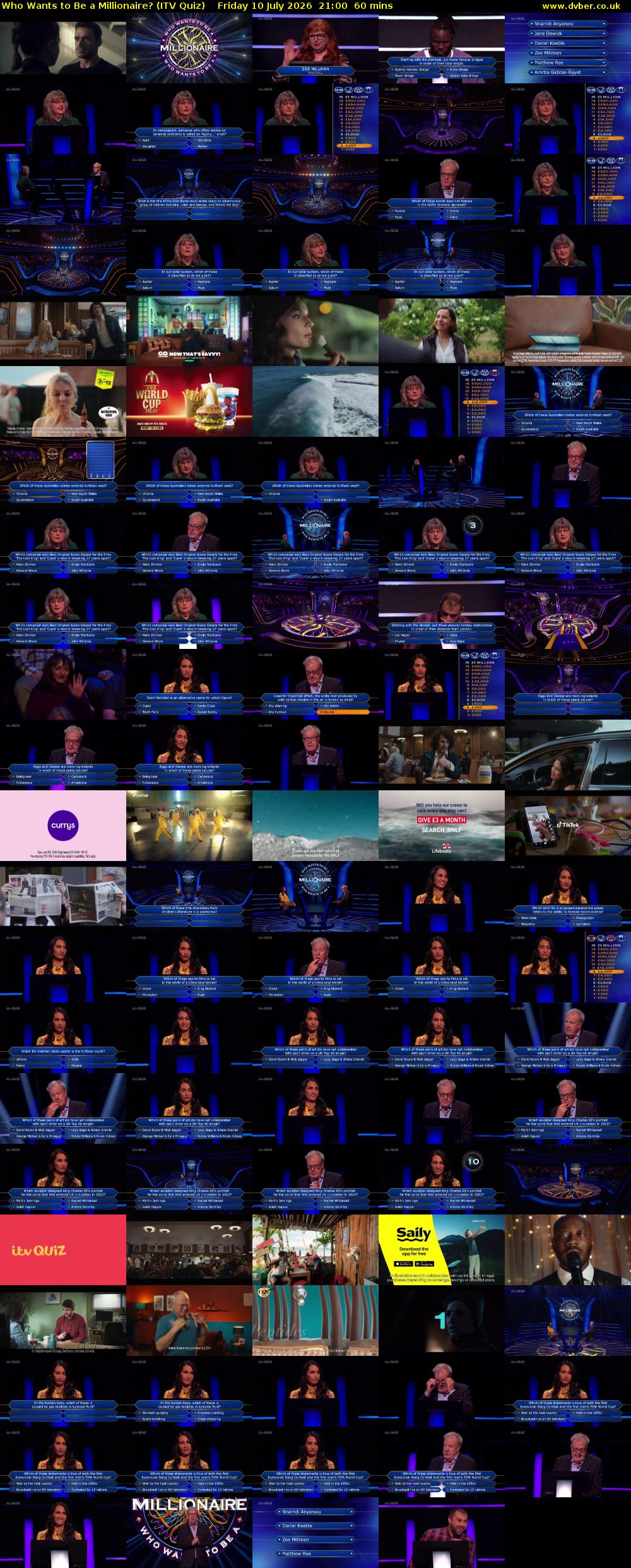 Who Wants to Be a Millionaire? (ITV Quiz) Friday 10 July 2026 21:00 - 22:00