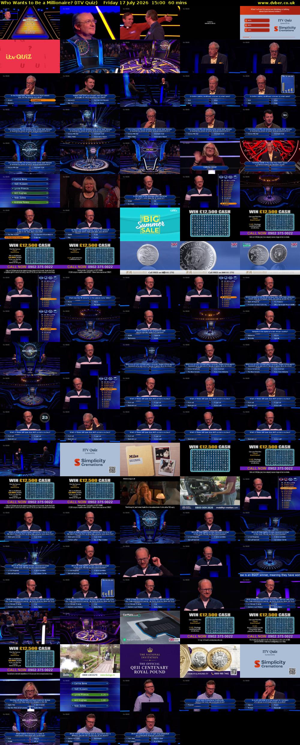 Who Wants to Be a Millionaire? (ITV Quiz) Friday 17 July 2026 15:00 - 16:00