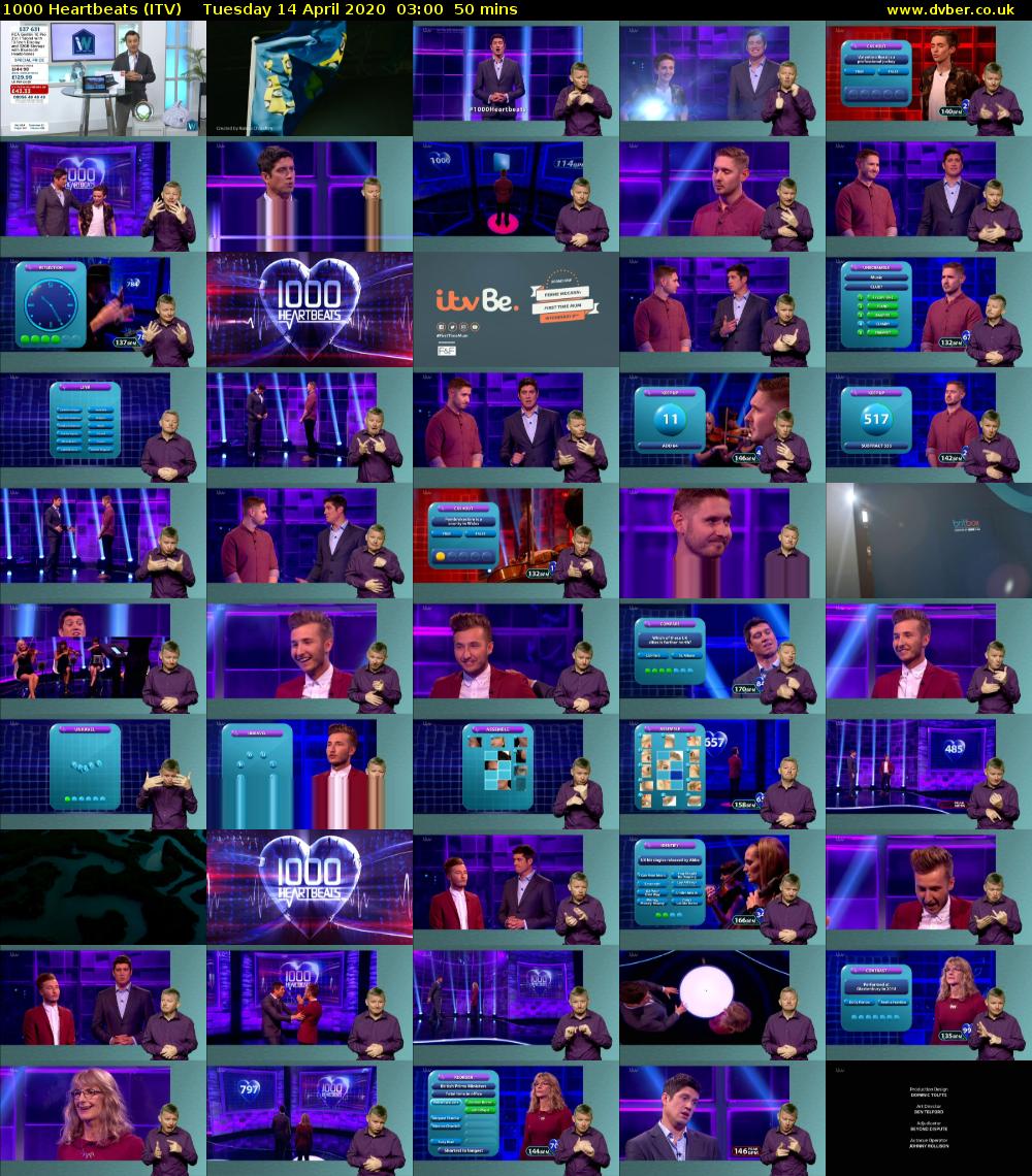 1000 Heartbeats (ITV) Tuesday 14 April 2020 03:00 - 03:50