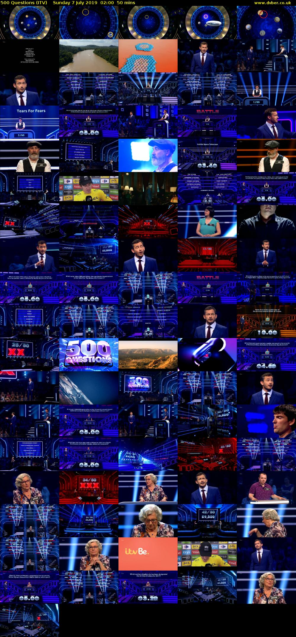 500 Questions (ITV) Sunday 7 July 2019 02:00 - 02:50