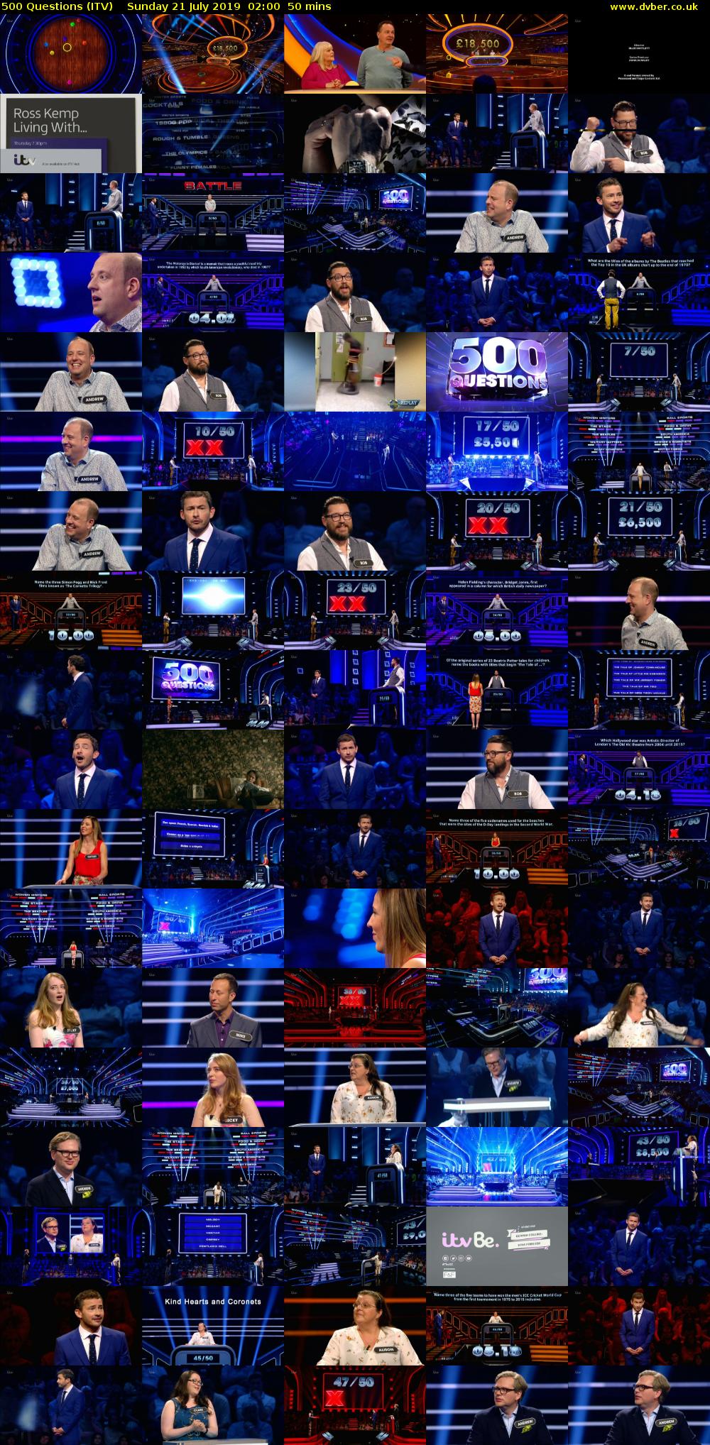 500 Questions (ITV) Sunday 21 July 2019 02:00 - 02:50