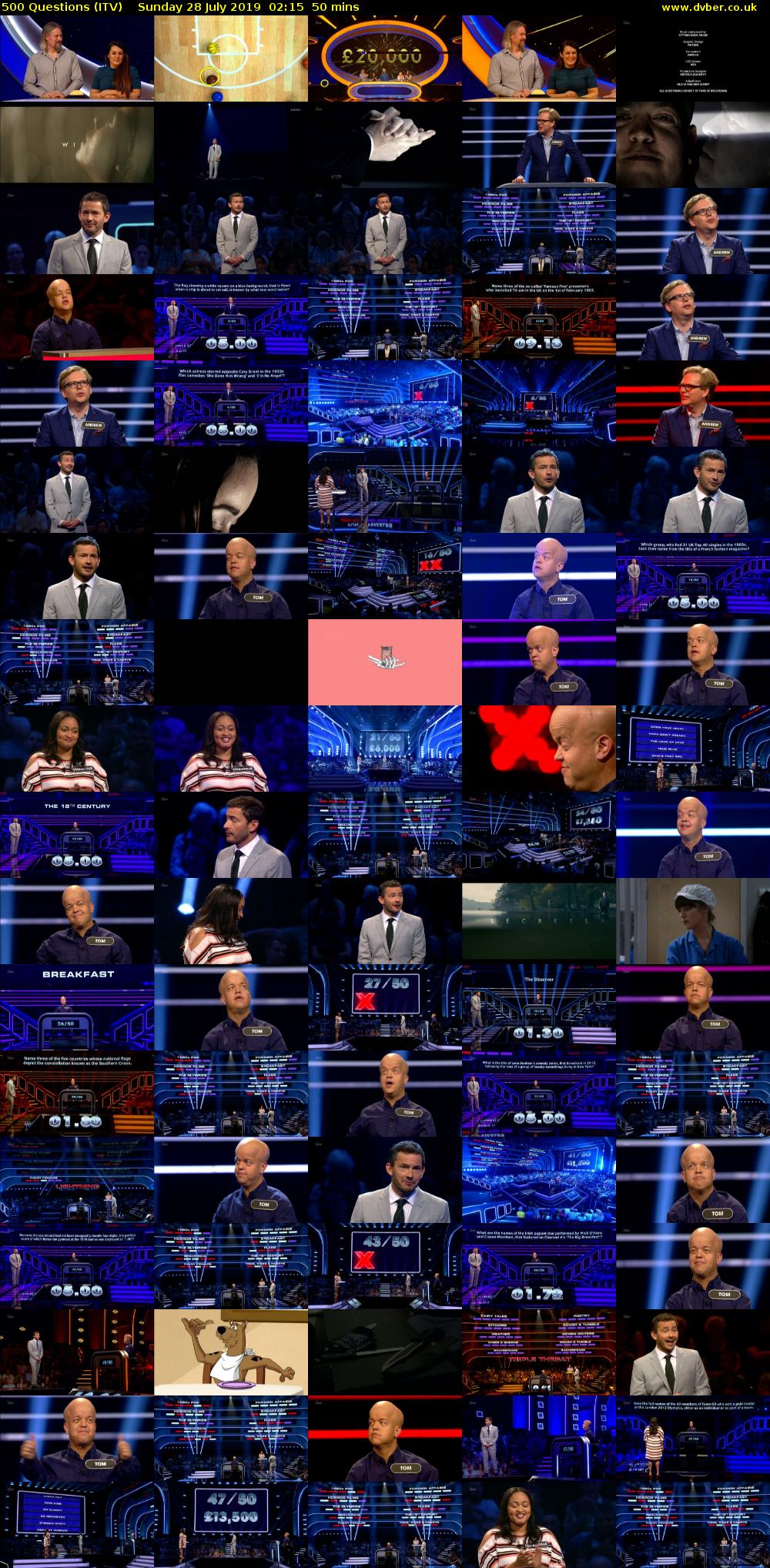 500 Questions (ITV) Sunday 28 July 2019 02:15 - 03:05