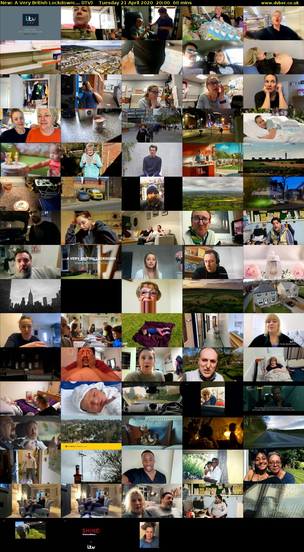 A Very British Lockdown:... (ITV) Tuesday 21 April 2020 20:00 - 21:00