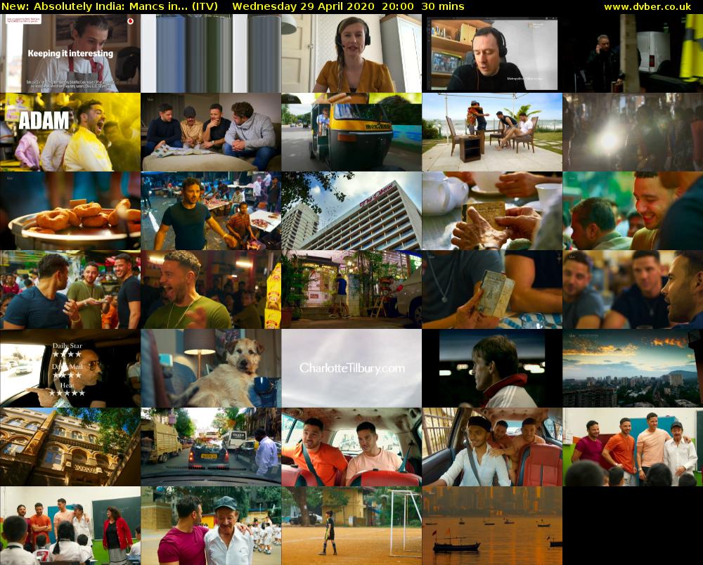 Absolutely India: Mancs in... (ITV) Wednesday 29 April 2020 20:00 - 20:30