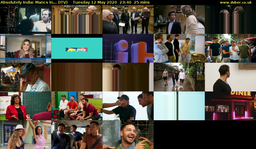 Absolutely India: Mancs in... (ITV) Tuesday 12 May 2020 23:40 - 00:05