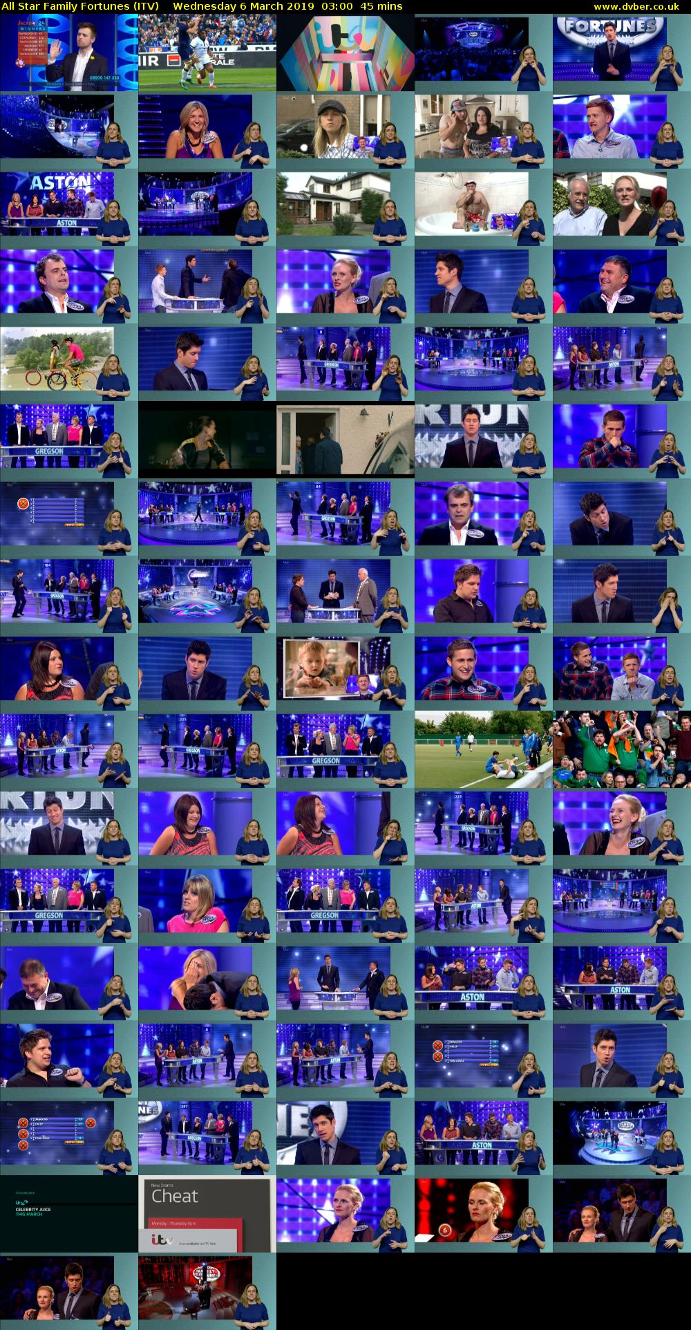 All Star Family Fortunes (ITV) Wednesday 6 March 2019 03:00 - 03:45
