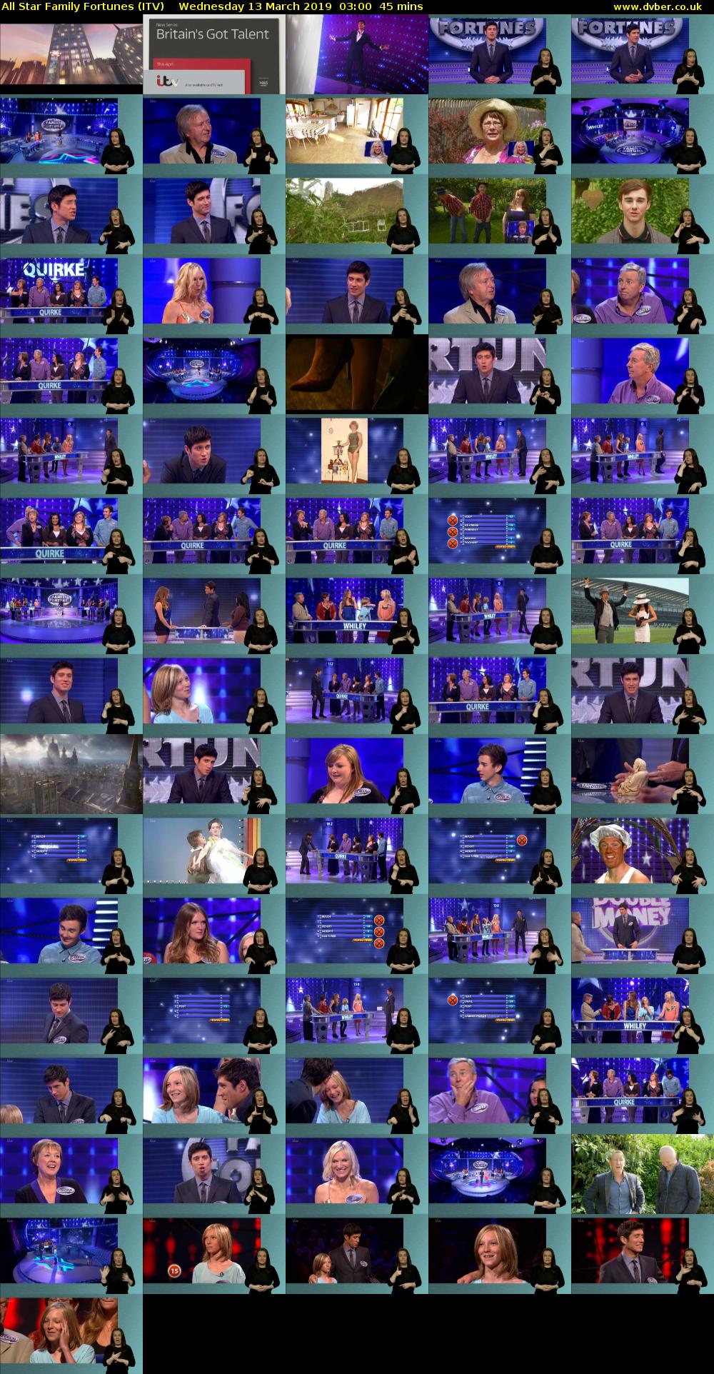 All Star Family Fortunes (ITV) Wednesday 13 March 2019 03:00 - 03:45