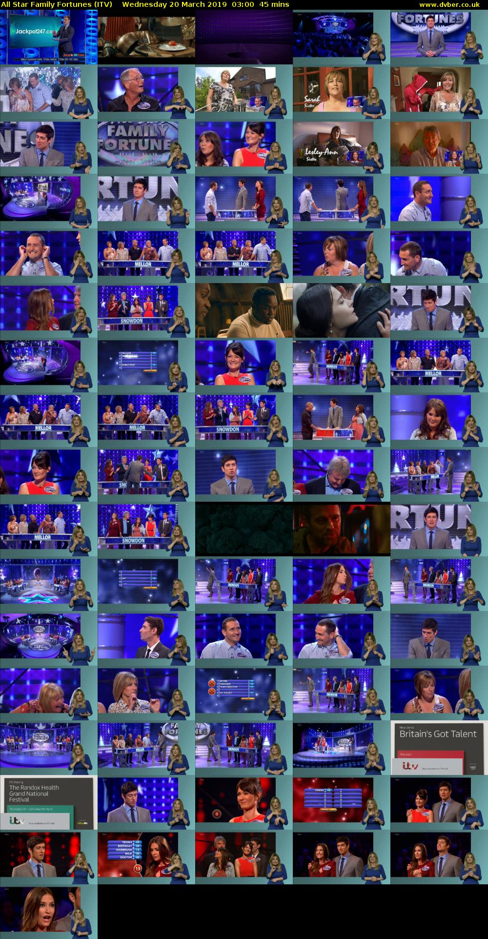 All Star Family Fortunes (ITV) Wednesday 20 March 2019 03:00 - 03:45