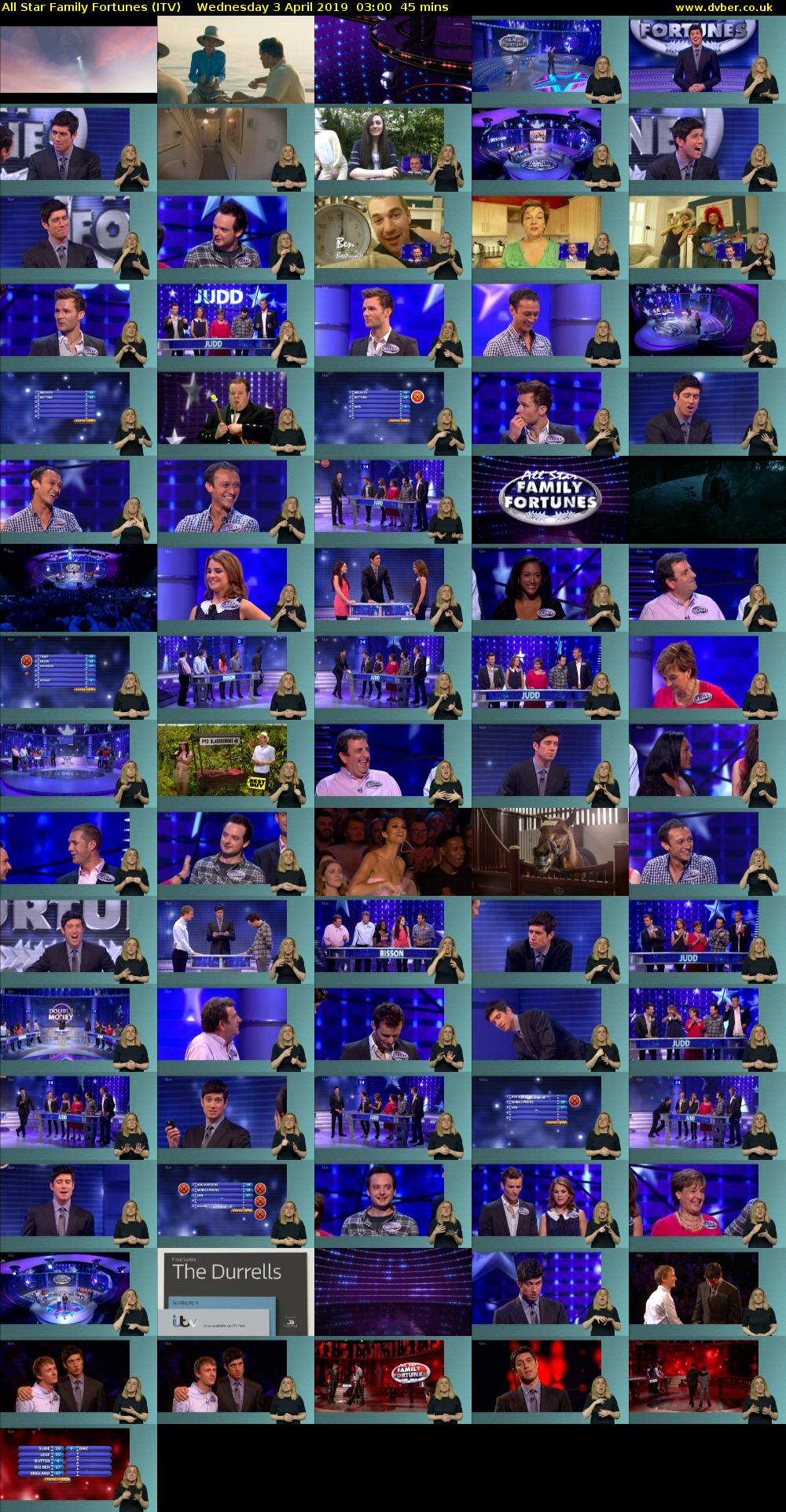All Star Family Fortunes (ITV) Wednesday 3 April 2019 03:00 - 03:45