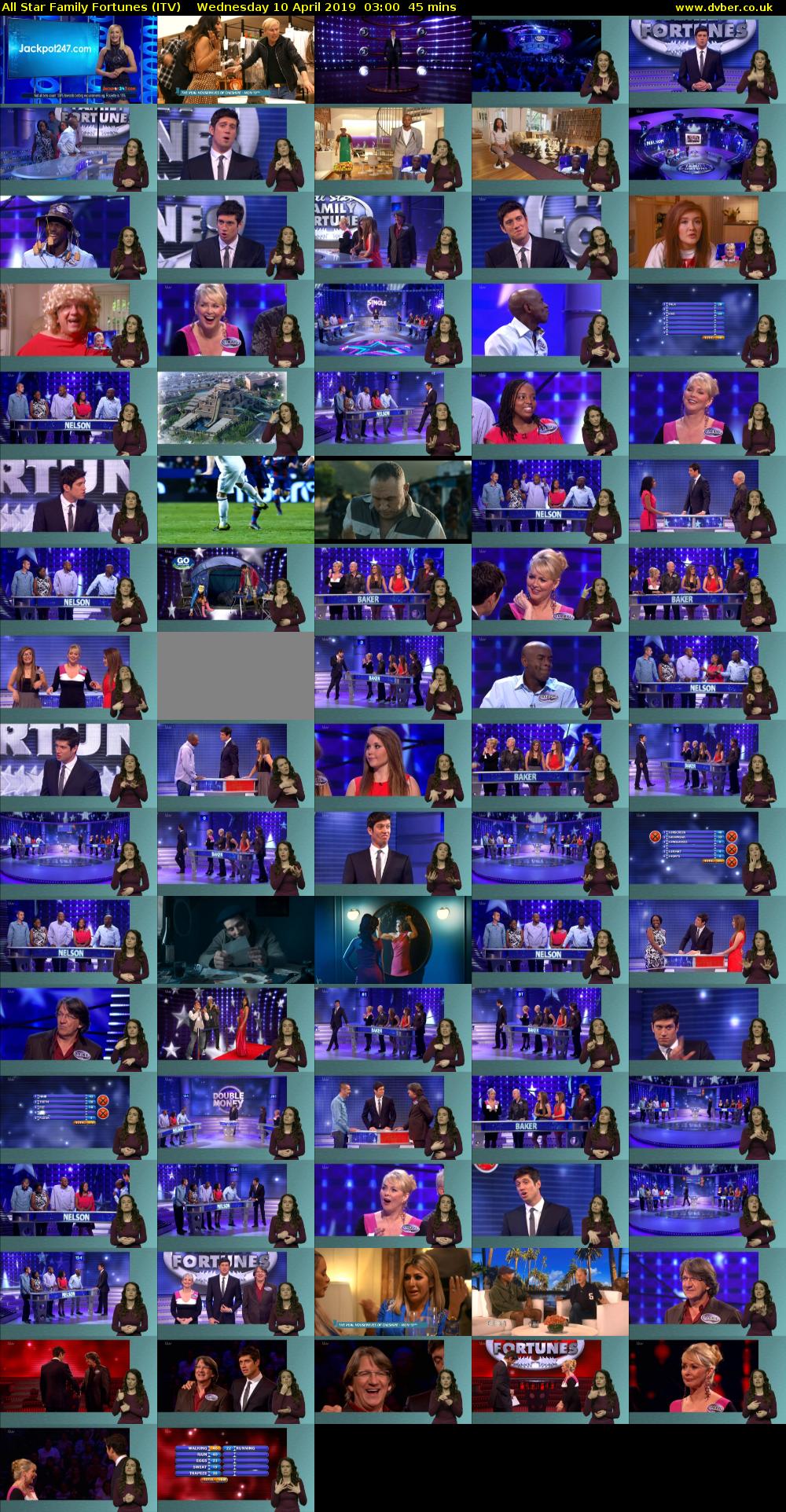 All Star Family Fortunes (ITV) Wednesday 10 April 2019 03:00 - 03:45