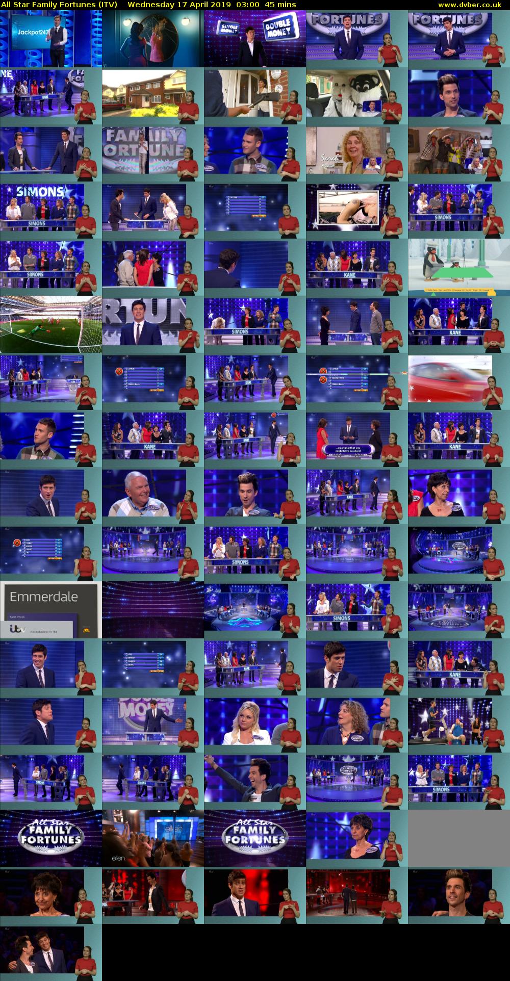 All Star Family Fortunes (ITV) Wednesday 17 April 2019 03:00 - 03:45