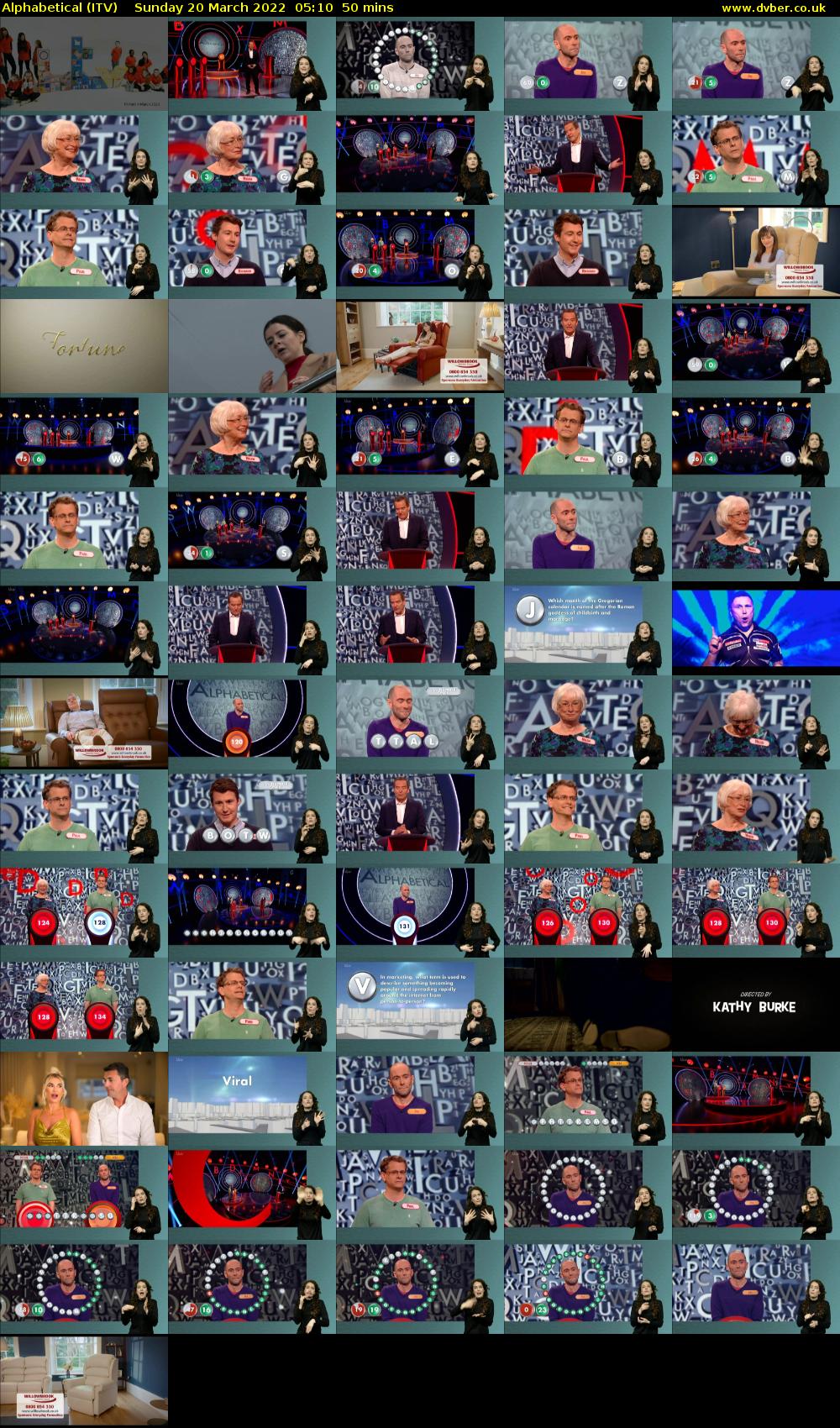 Alphabetical (ITV) Sunday 20 March 2022 05:10 - 06:00