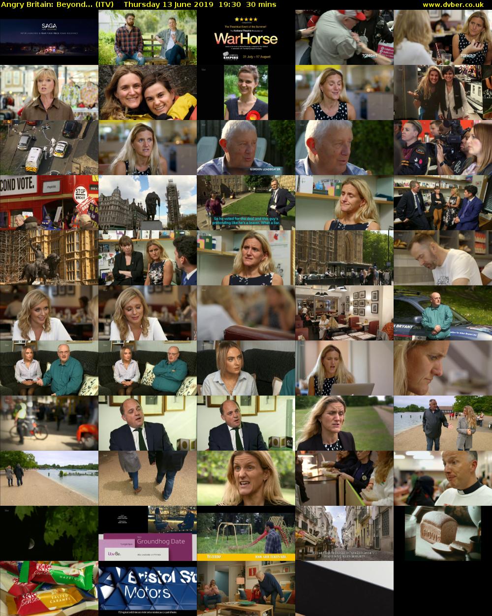 Angry Britain: Beyond... (ITV) Thursday 13 June 2019 19:30 - 20:00