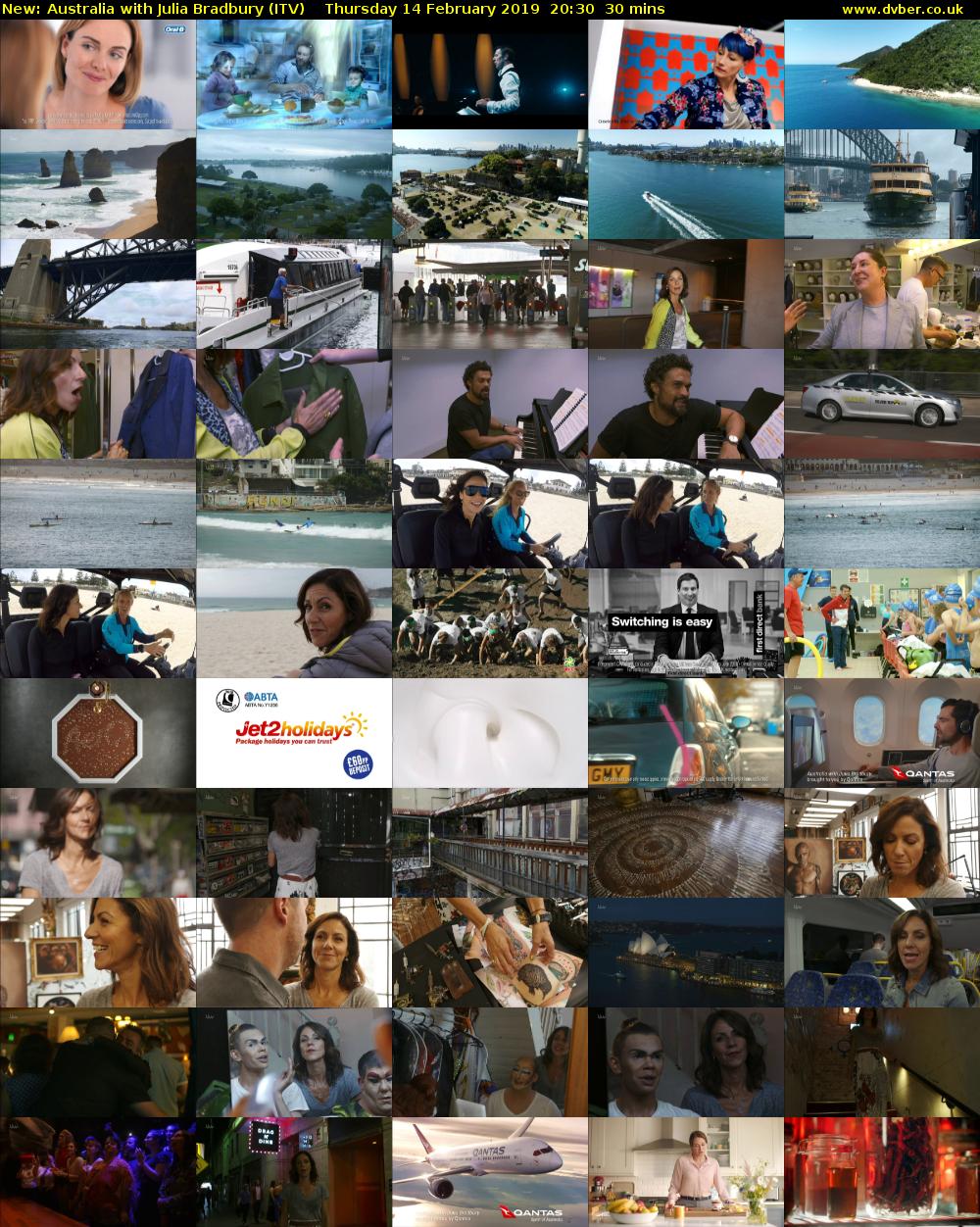 Australia with Julia Bradbury (ITV) Thursday 14 February 2019 20:30 - 21:00
