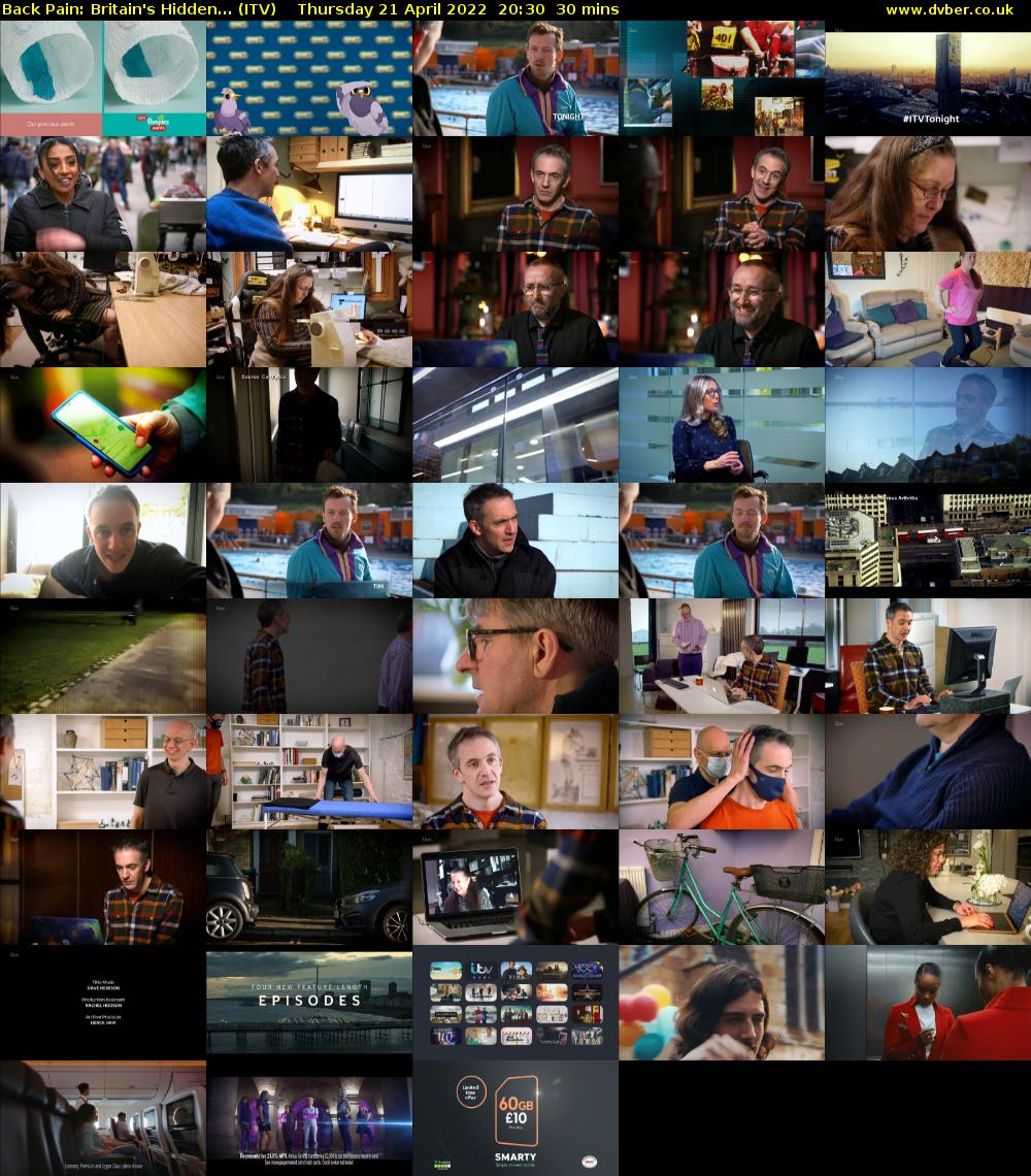 Back Pain: Britain's Hidden... (ITV) Thursday 21 April 2022 20:30 - 21:00