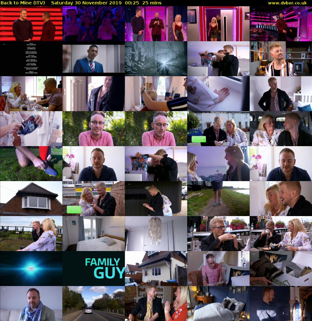 Back to Mine (ITV) Saturday 30 November 2019 00:25 - 00:50