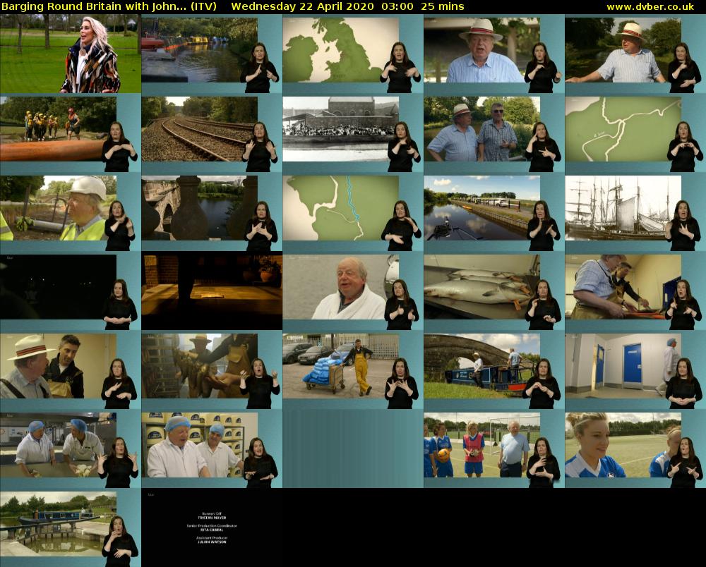 Barging Round Britain with John... (ITV) Wednesday 22 April 2020 03:00 - 03:25