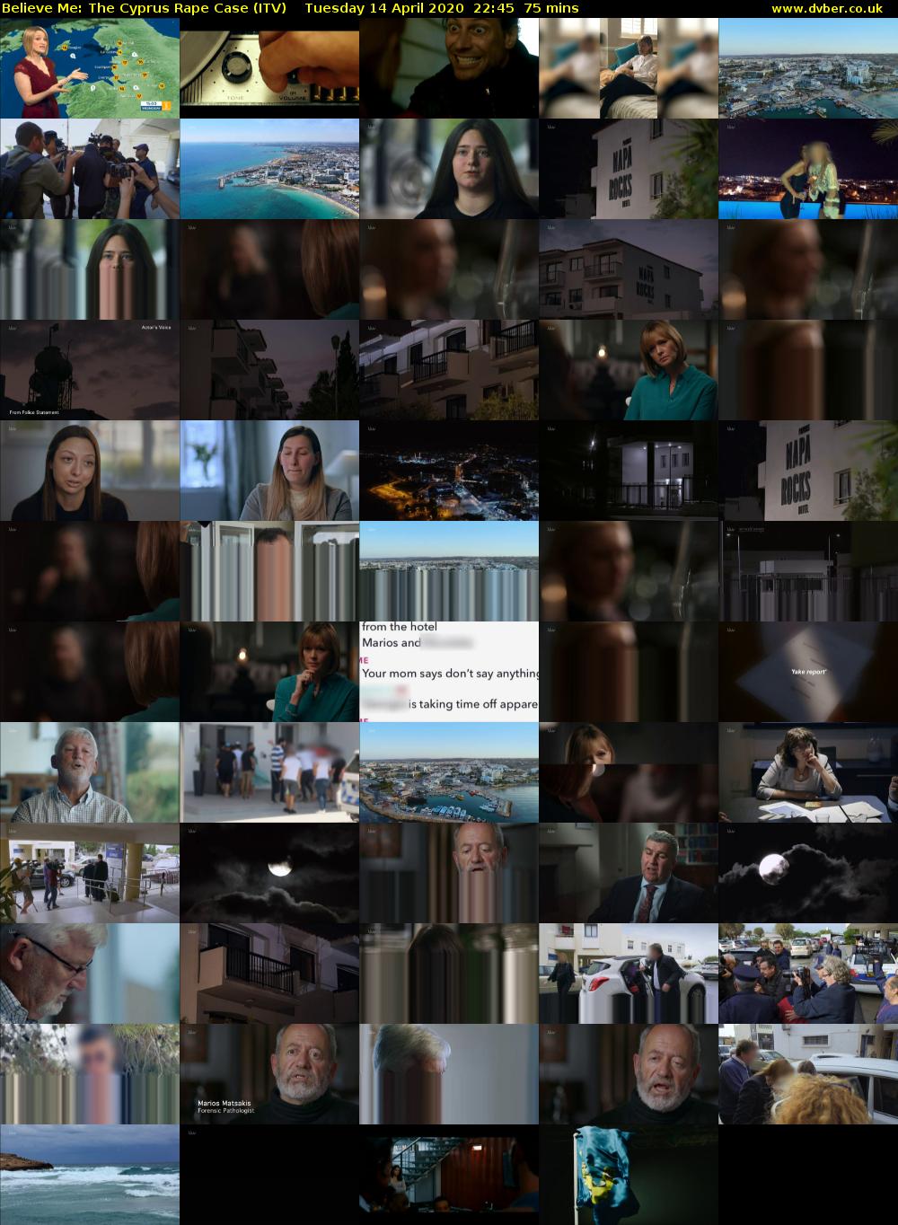 Believe Me: The Cyprus Rape Case (ITV) Tuesday 14 April 2020 22:45 - 00:00