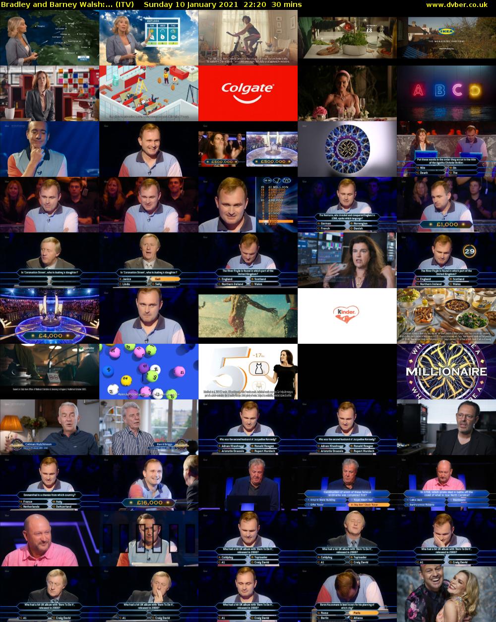 Bradley and Barney Walsh:... (ITV) Sunday 10 January 2021 22:20 - 22:50