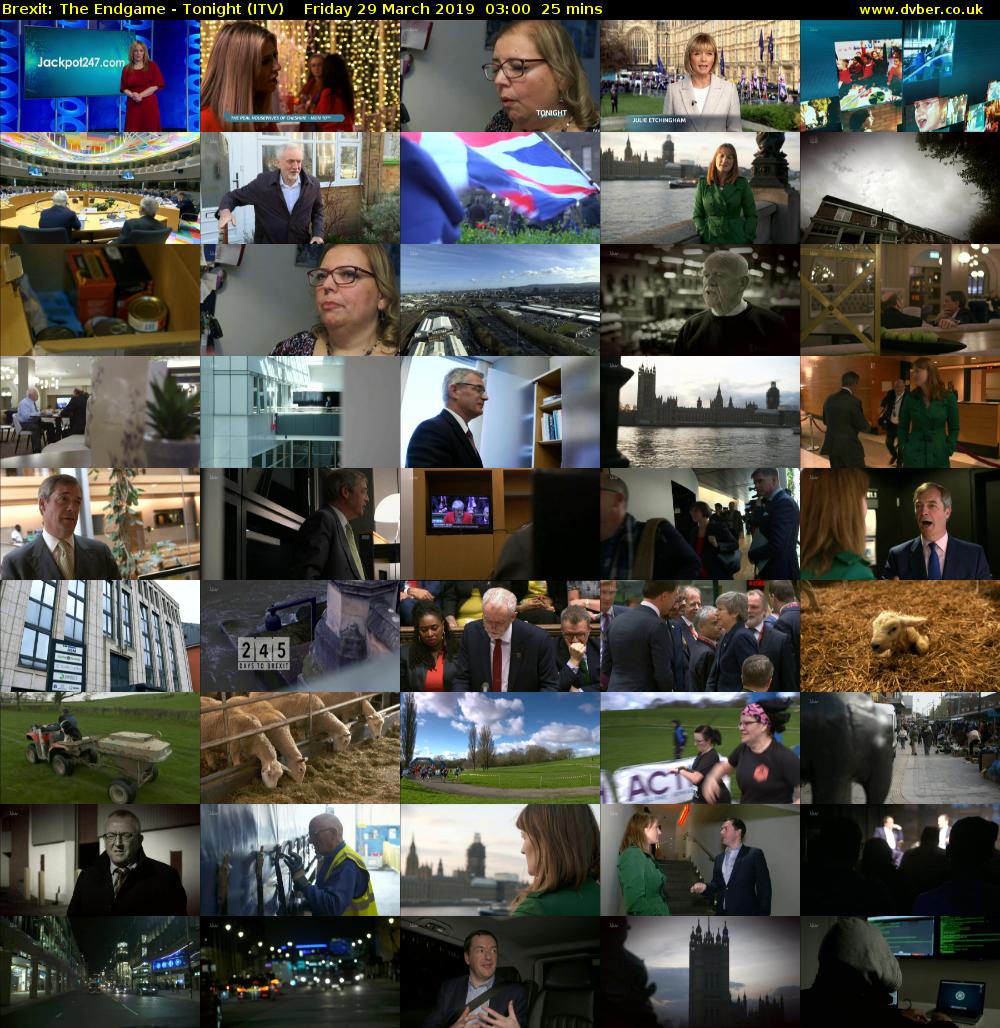 Brexit: The Endgame - Tonight (ITV) Friday 29 March 2019 03:00 - 03:25