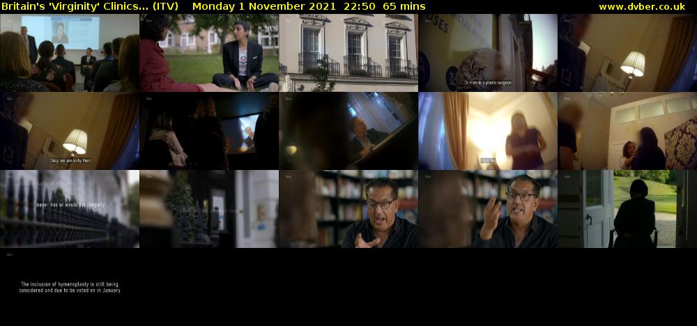 Britain's 'Virginity' Clinics... (ITV) Monday 1 November 2021 22:50 - 23:55