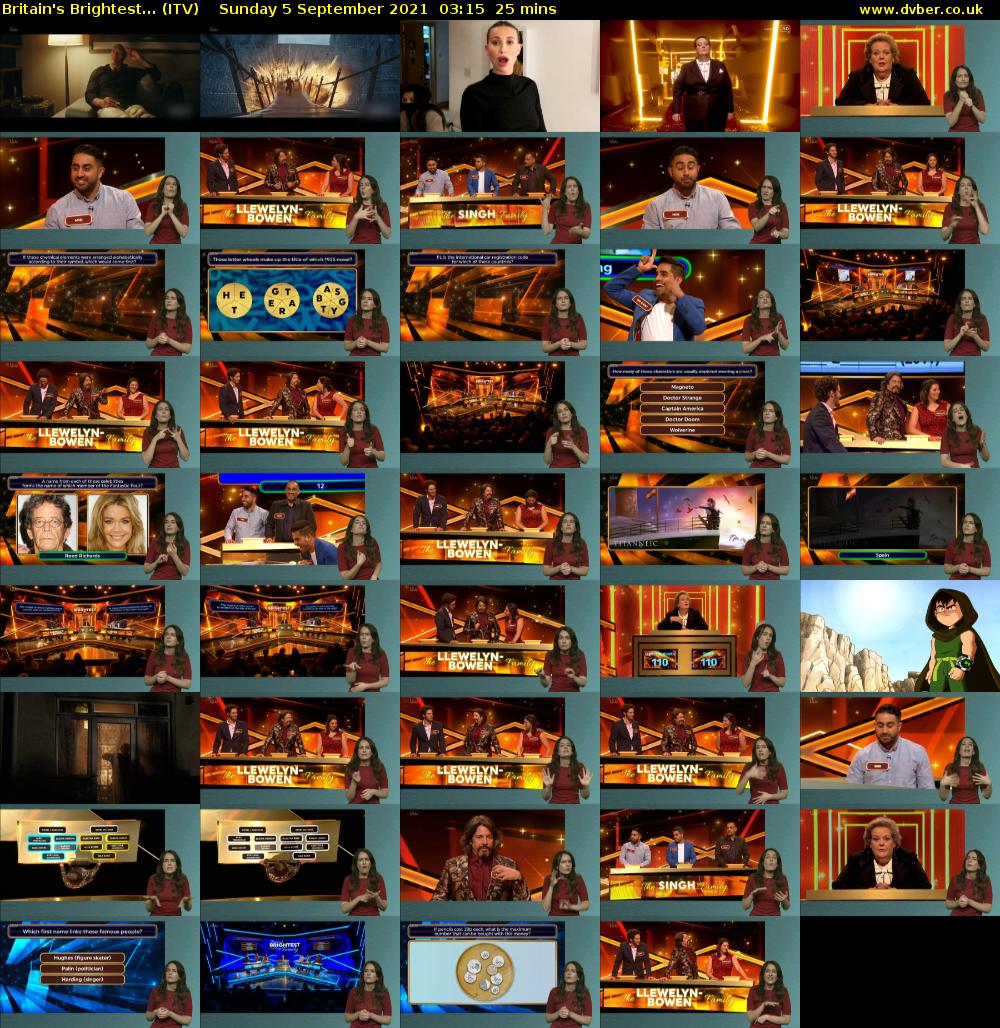 Britain's Brightest... (ITV) Sunday 5 September 2021 03:15 - 03:40