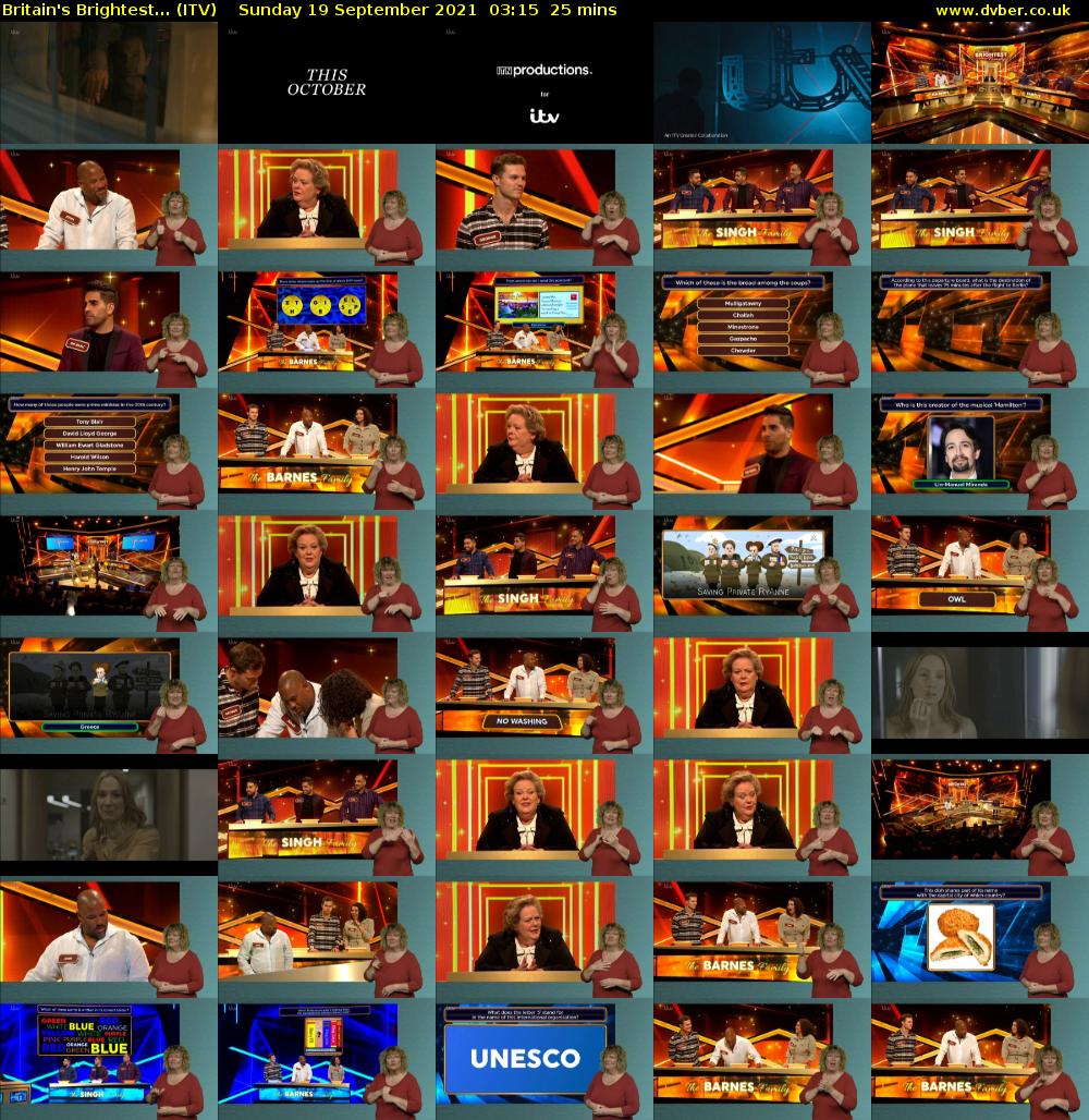 Britain's Brightest... (ITV) Sunday 19 September 2021 03:15 - 03:40