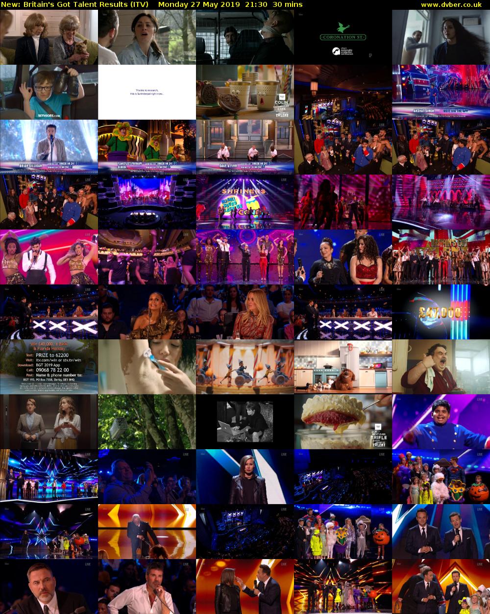 Britain's Got Talent Results (ITV) Monday 27 May 2019 21:30 - 22:00