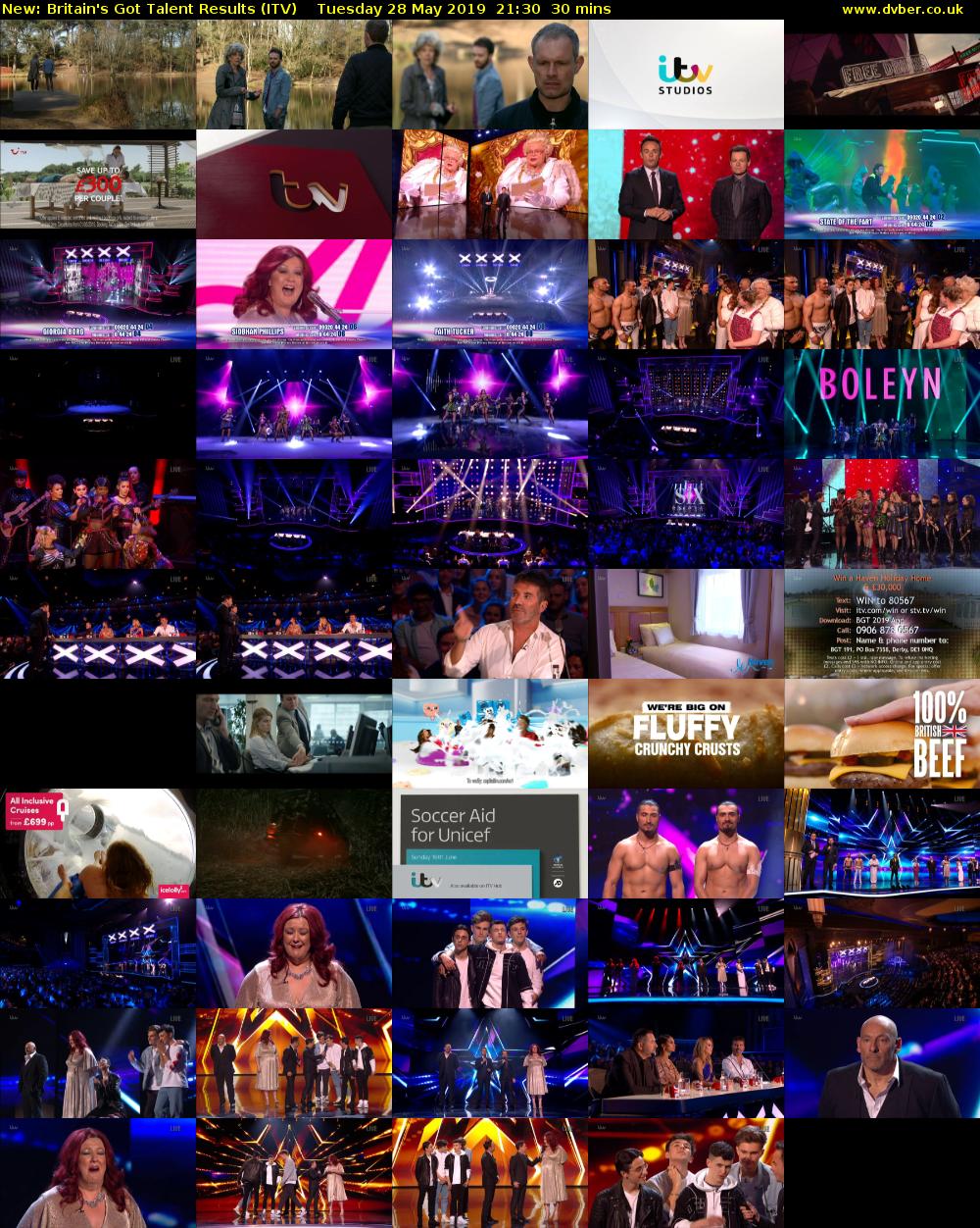 Britain's Got Talent Results (ITV) Tuesday 28 May 2019 21:30 - 22:00