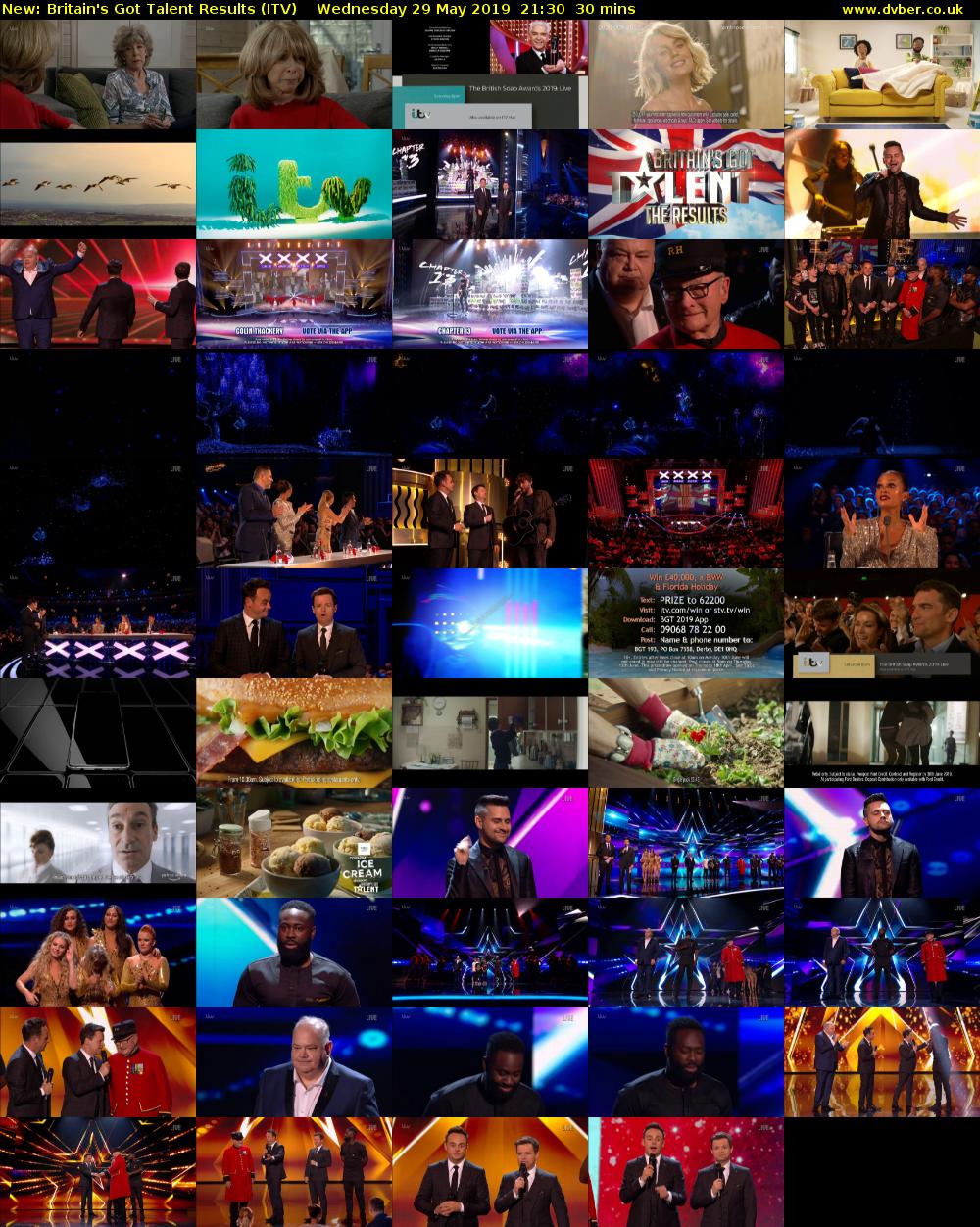 Britain's Got Talent Results (ITV) Wednesday 29 May 2019 21:30 - 22:00