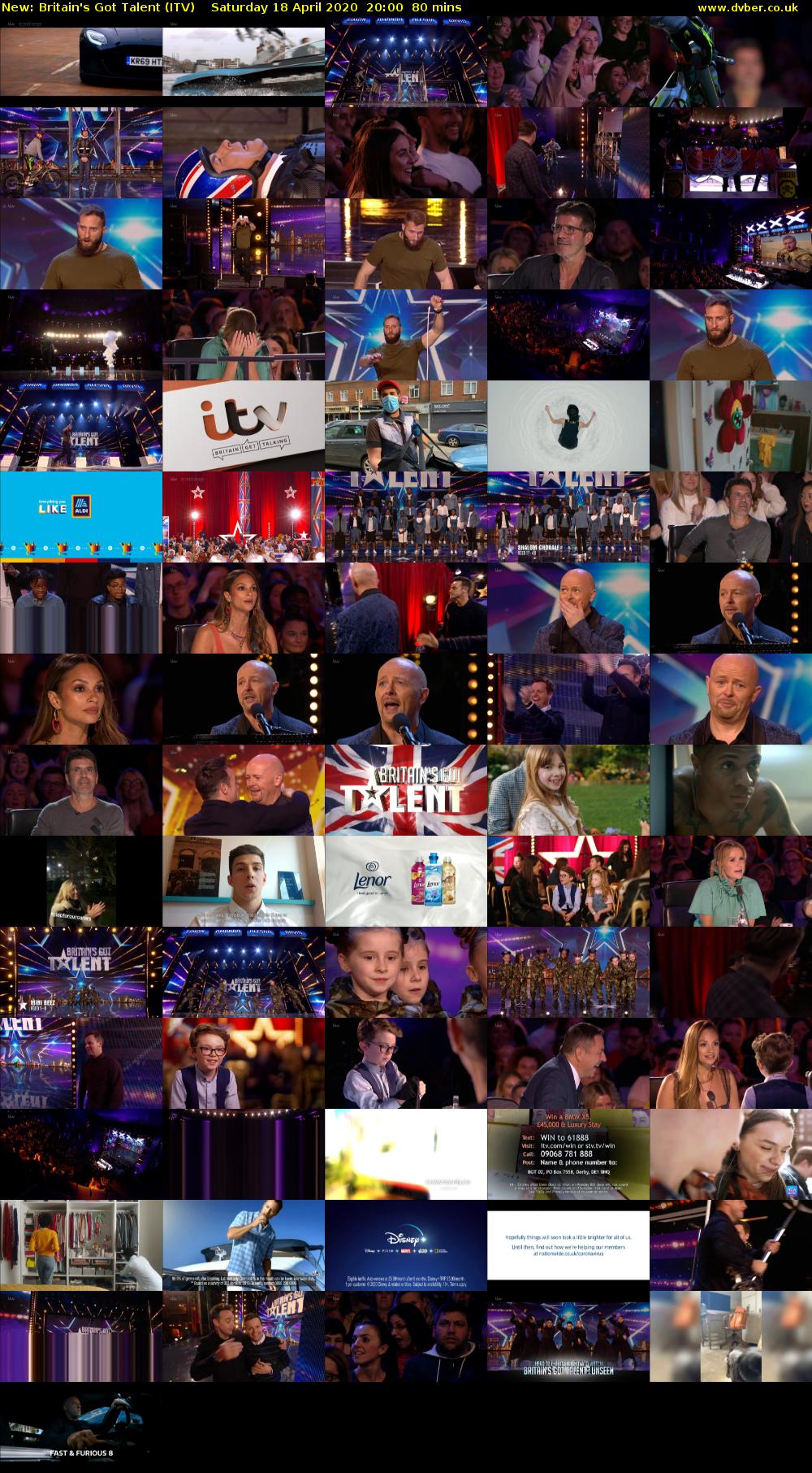 Britain's Got Talent (ITV) Saturday 18 April 2020 20:00 - 21:20