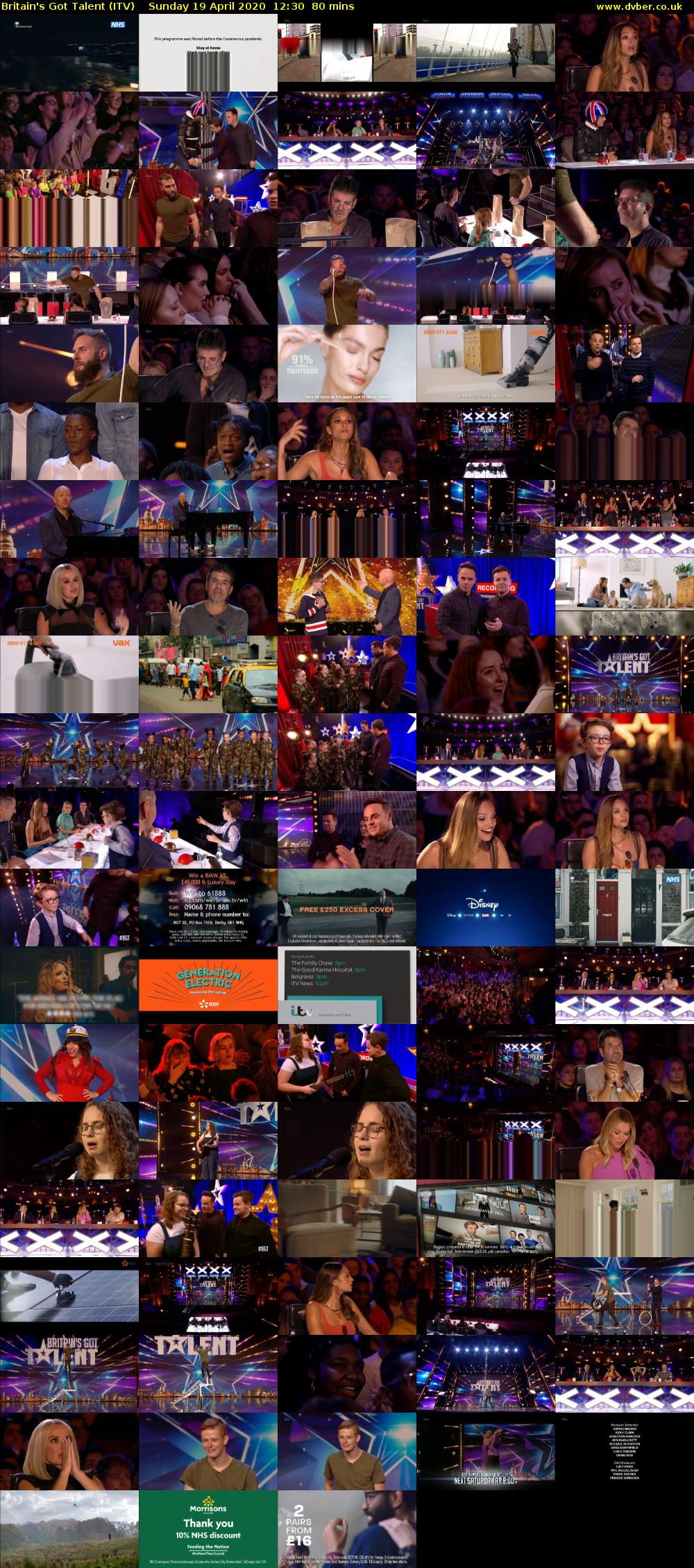 Britain's Got Talent (ITV) Sunday 19 April 2020 12:30 - 13:50