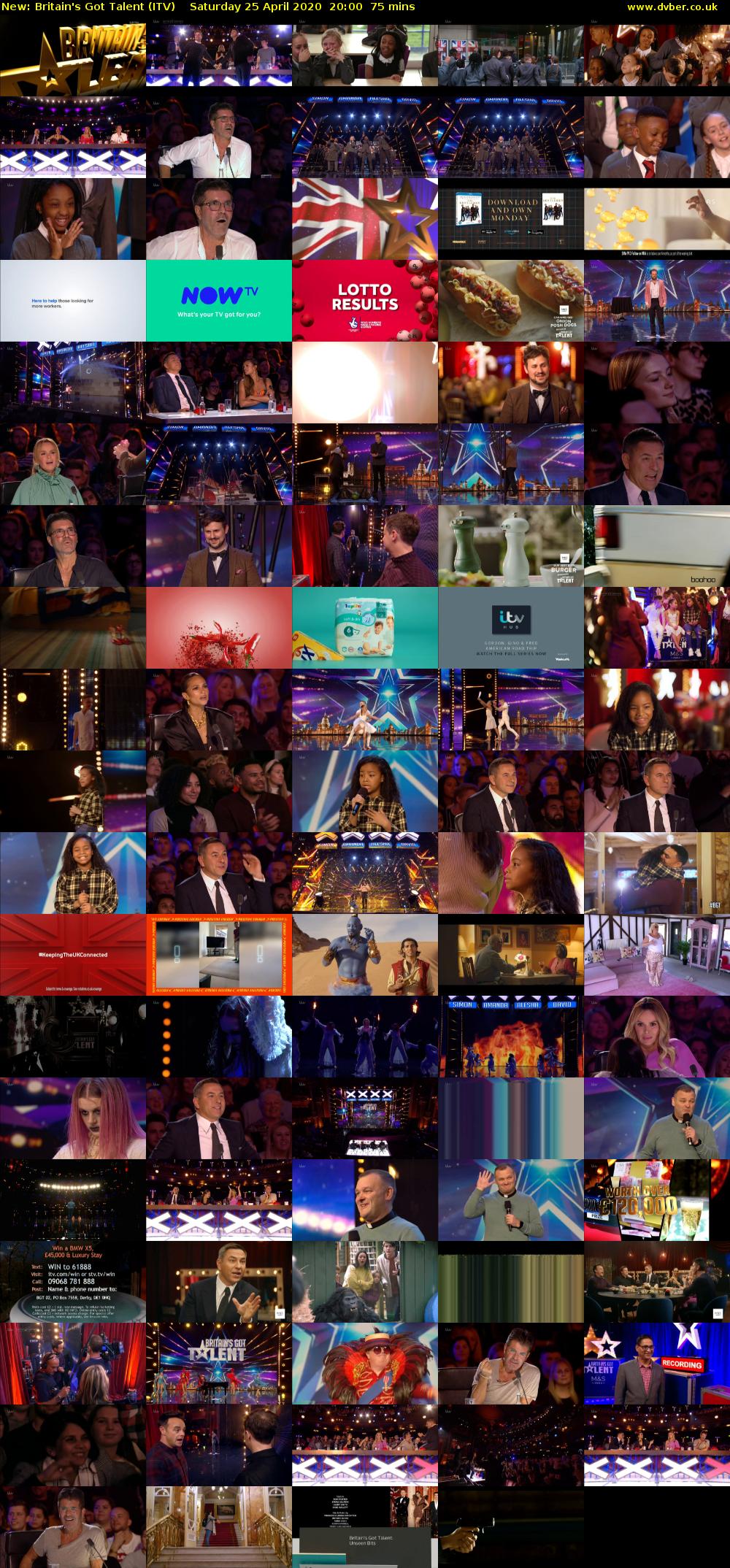 Britain's Got Talent (ITV) Saturday 25 April 2020 20:00 - 21:15
