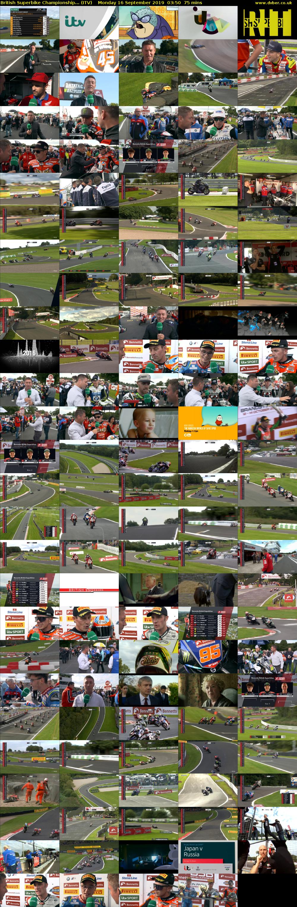British Superbike Championship... (ITV) Monday 16 September 2019 03:50 - 05:05