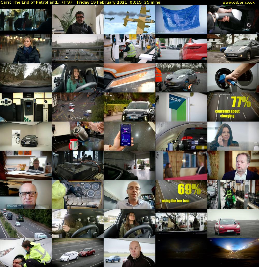 Cars: The End of Petrol and... (ITV) Friday 19 February 2021 03:15 - 03:40