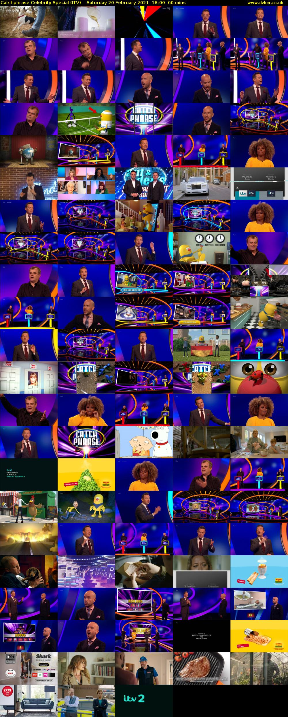 Catchphrase Celebrity Special (ITV) Saturday 20 February 2021 18:00 - 19:00