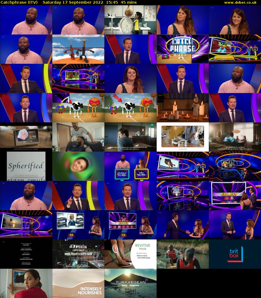 Catchphrase (ITV) Saturday 17 September 2022 15:45 - 16:30