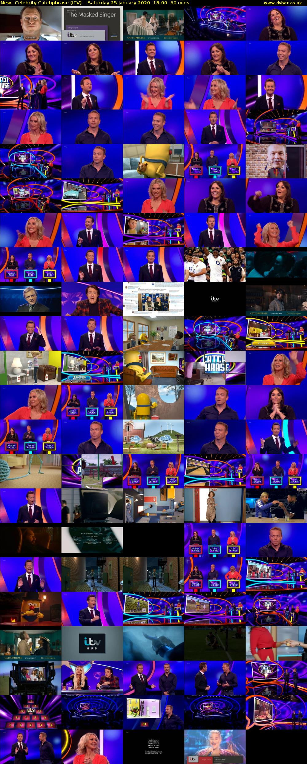 Celebrity Catchphrase (ITV) Saturday 25 January 2020 18:00 - 19:00