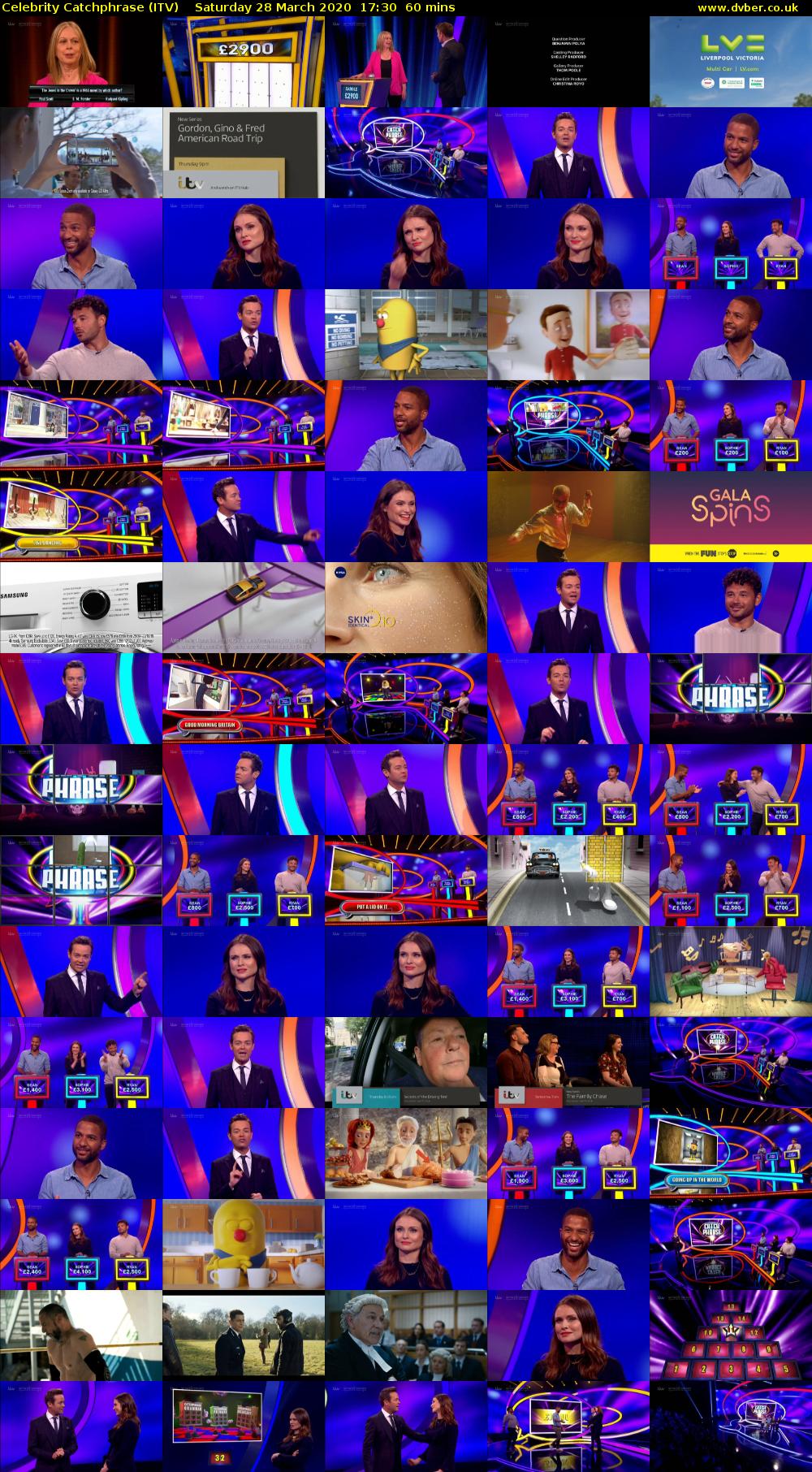 Celebrity Catchphrase (ITV) Saturday 28 March 2020 17:30 - 18:30