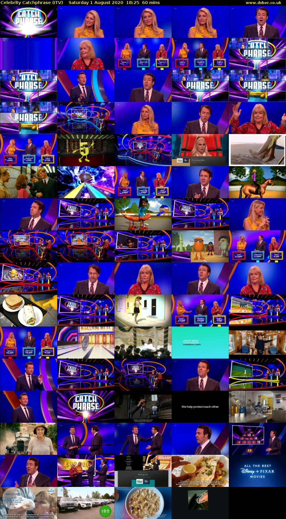 Celebrity Catchphrase (ITV) Saturday 1 August 2020 18:25 - 19:25