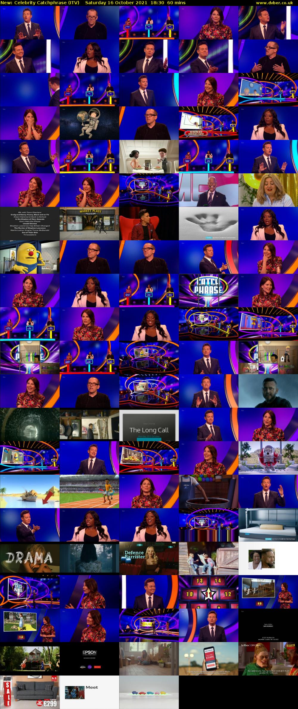 Celebrity Catchphrase (ITV) Saturday 16 October 2021 18:30 - 19:30
