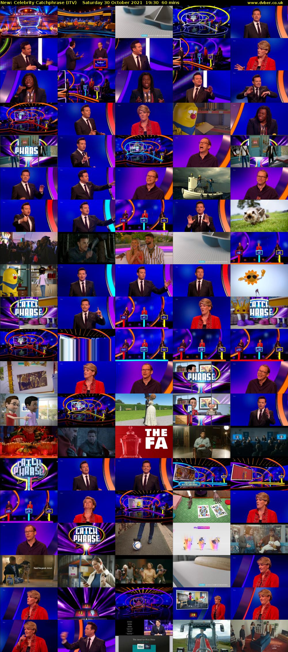 Celebrity Catchphrase (ITV) Saturday 30 October 2021 19:30 - 20:30