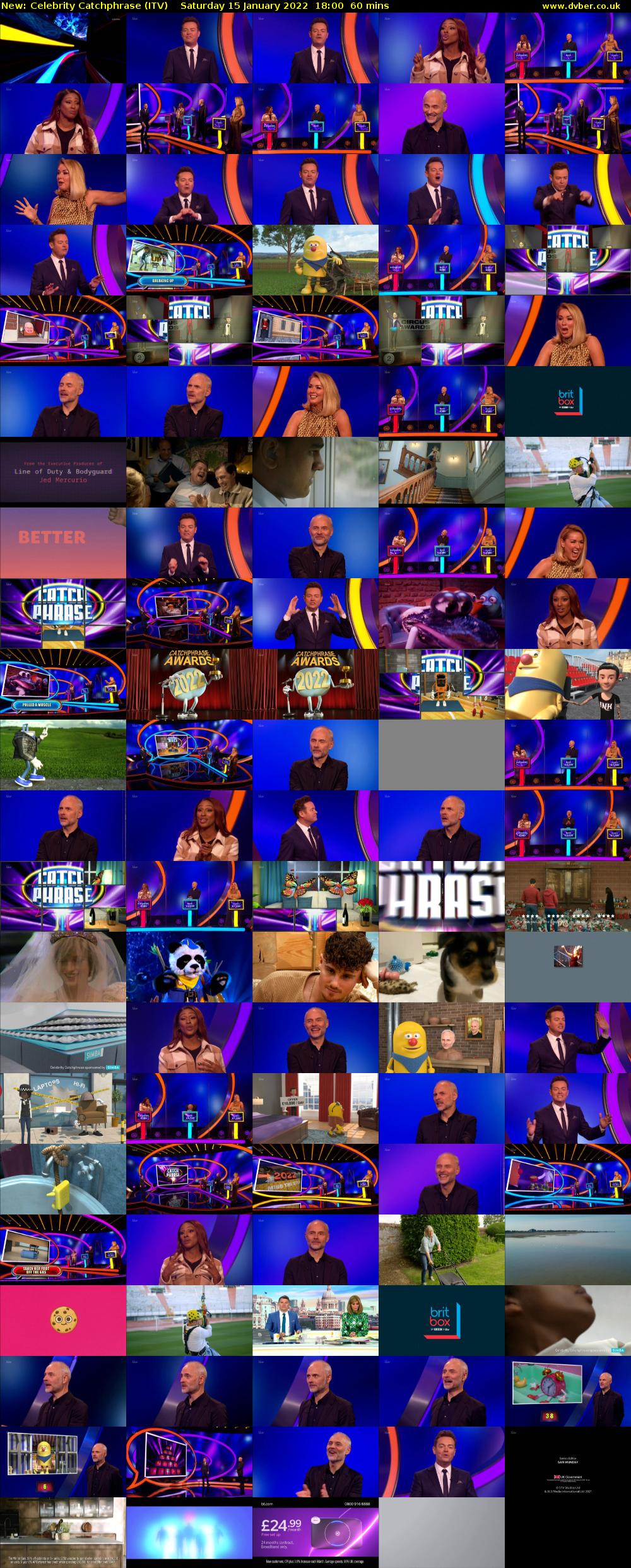 Celebrity Catchphrase (ITV) Saturday 15 January 2022 18:00 - 19:00