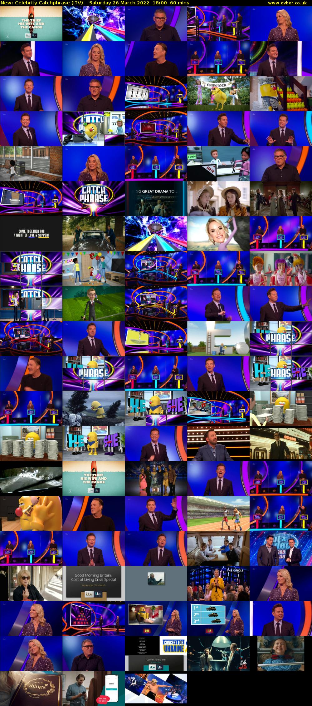 Celebrity Catchphrase (ITV) Saturday 26 March 2022 18:00 - 19:00