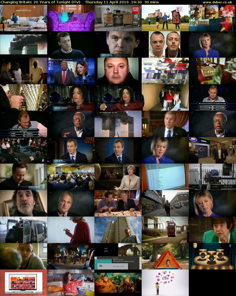 Changing Britain: 20 Years of Tonight (ITV) Thursday 11 April 2019 19:30 - 20:00