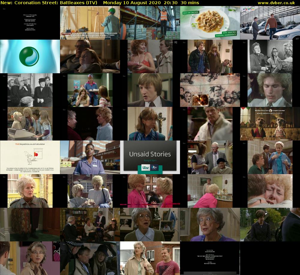 Coronation Street: Battleaxes (ITV) Monday 10 August 2020 20:30 - 21:00